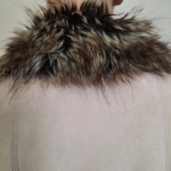 Vintage Penny Lane Coat 90s Y2K Beige Faux Fur Faux Suede Full length Size M - Picture 9 of 12
